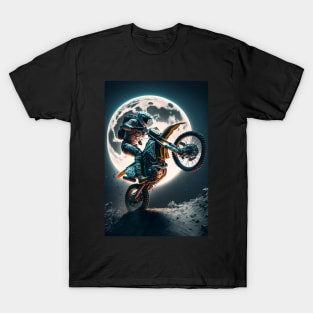 Dirt bike stunt on the moon T-Shirt